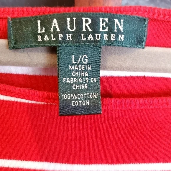 Lauren by Ralph Lauren Size L Red & White Striped dress EUC - Picture 7 of 7